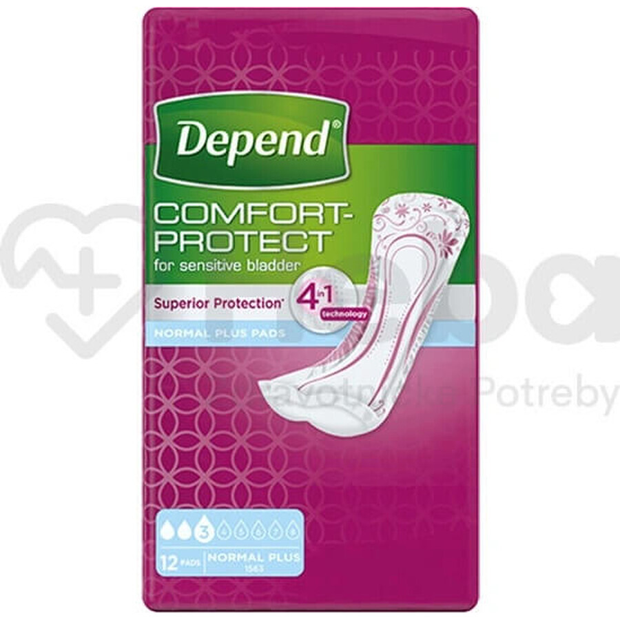 DEPEND NORMAL PLUS 1×12 pezzi, assorbenti per incontinenza 10×28 cm