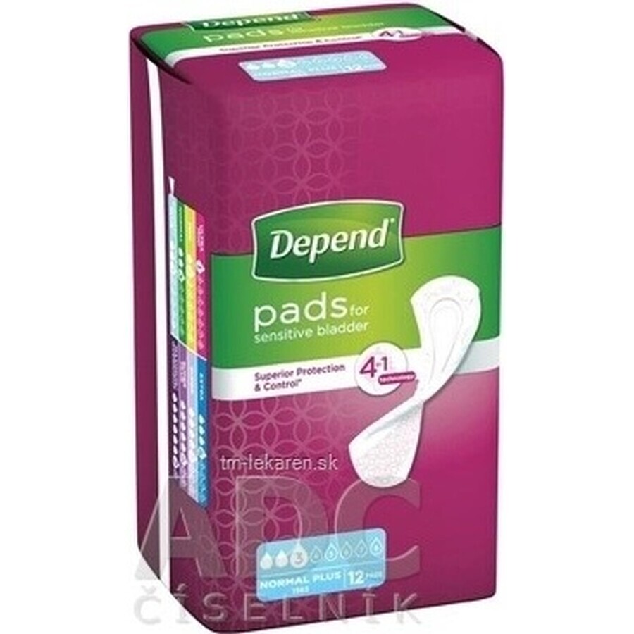 DEPEND NORMAL PLUS 1×12 pezzi, assorbenti per incontinenza 10×28 cm