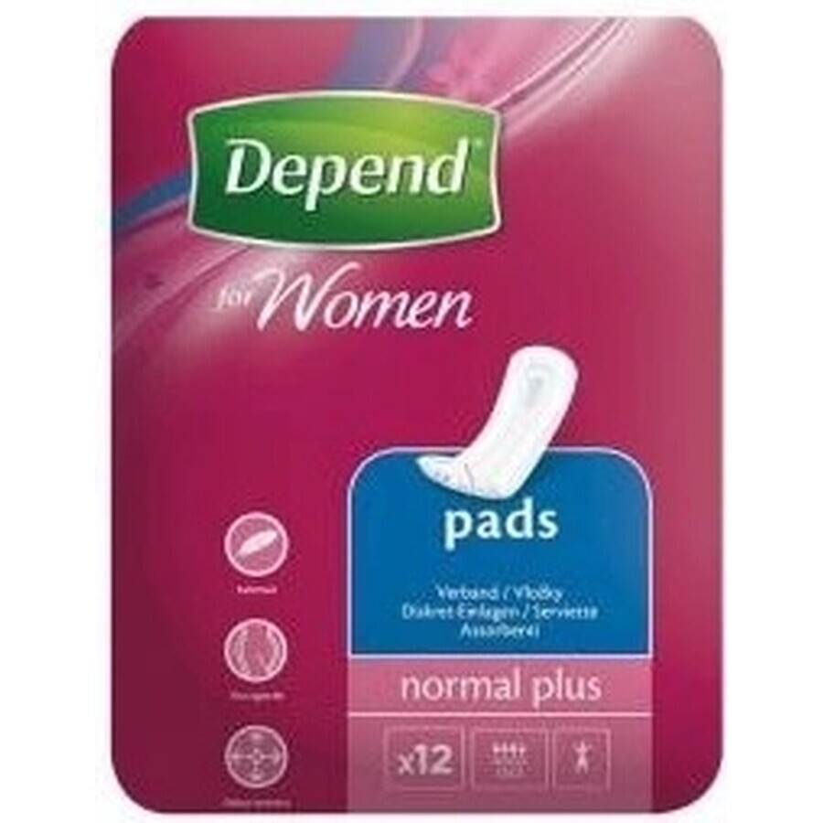 DEPEND NORMAL PLUS 1×12 pezzi, assorbenti per incontinenza 10×28 cm