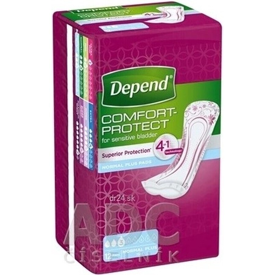 DEPEND NORMAL PLUS 1×12 pezzi, assorbenti per incontinenza 10×28 cm