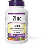 WEBBER NATURALS Zink 15 mg 1×90 tbl, voedingssupplement