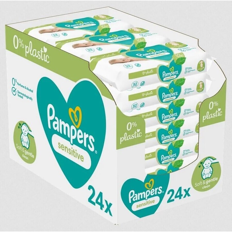 Pampers Sensitive Box Wipes Plastic Free 24x52pcs 24×52 pcs