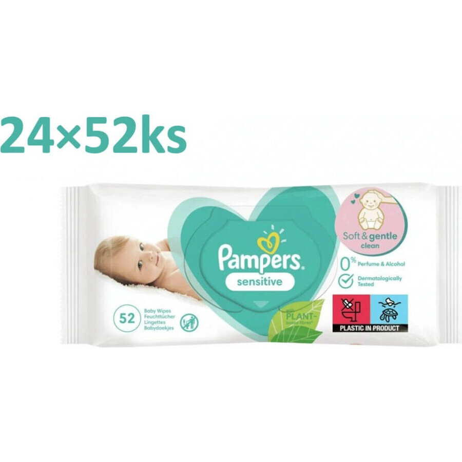 Pampers Sensitive Box Wipes Plastic Free 24x52pcs 24×52 pcs