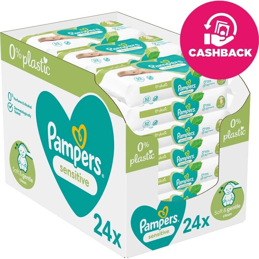 Pampers Sensitive Box Wipes Plastic Free 24x52pcs 24×52 pcs