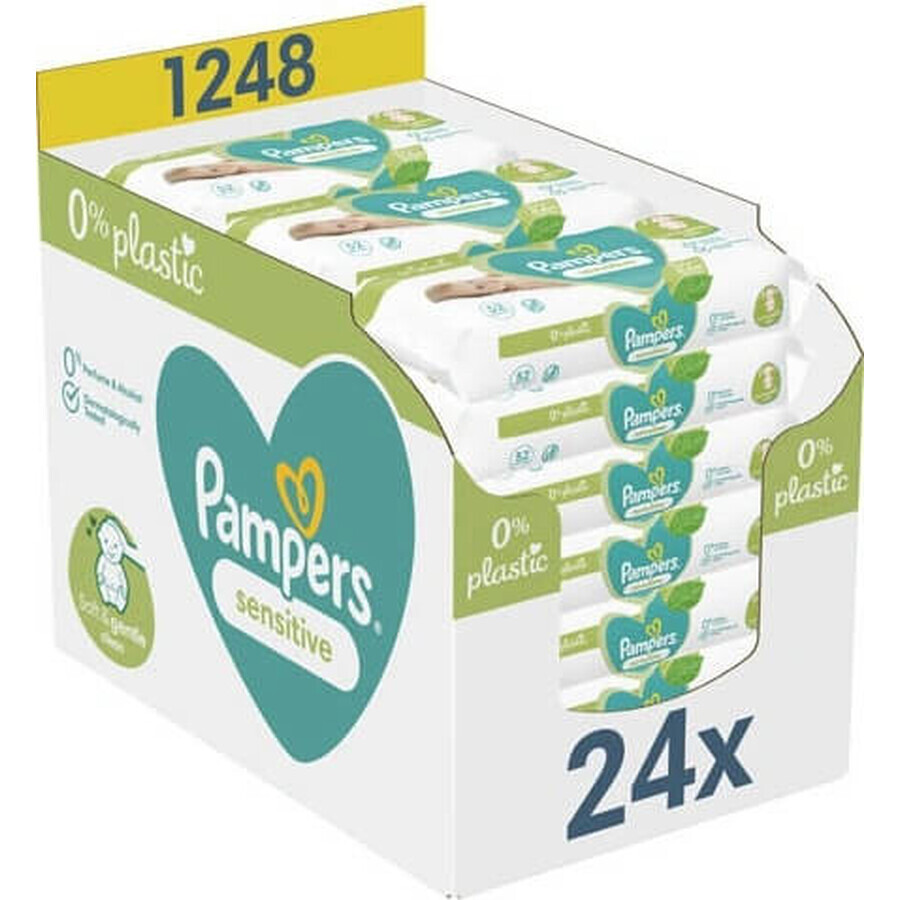 Pampers Sensitive Box Wipes Plastic Free 24x52pcs 24×52 pcs