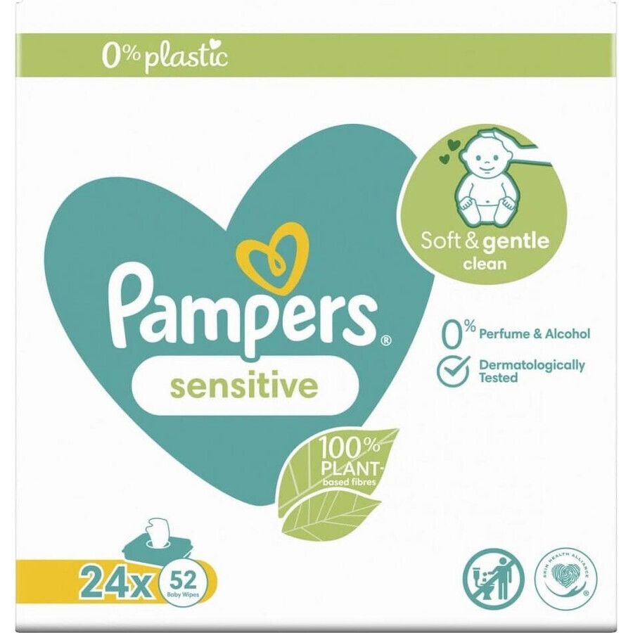 Pampers Sensitive Box Wipes Plastic Free 24x52pcs 24×52 pcs