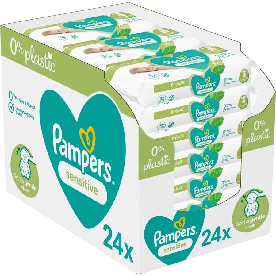 Pampers Sensitive Box Wipes Plastic Free 24x52pcs 24×52 pcs