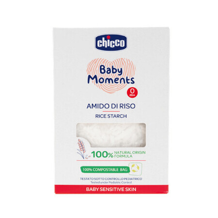 Baby Moments Sensitive dermatologische Reisstärke für das Bad, 250 Gramm, +0 Monate, Chicco