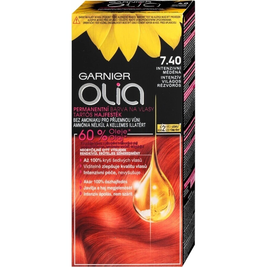 Garnier Olia Permanente Haarfarbe 7.40 Intensives Kupfer 1×1 Set, permanente Haarfarbe