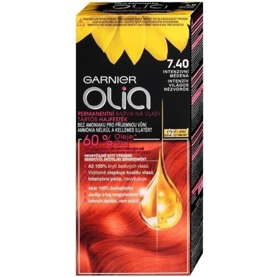 Garnier Olia Permanente Haarfarbe 7.40 Intensives Kupfer 1×1 Set, permanente Haarfarbe