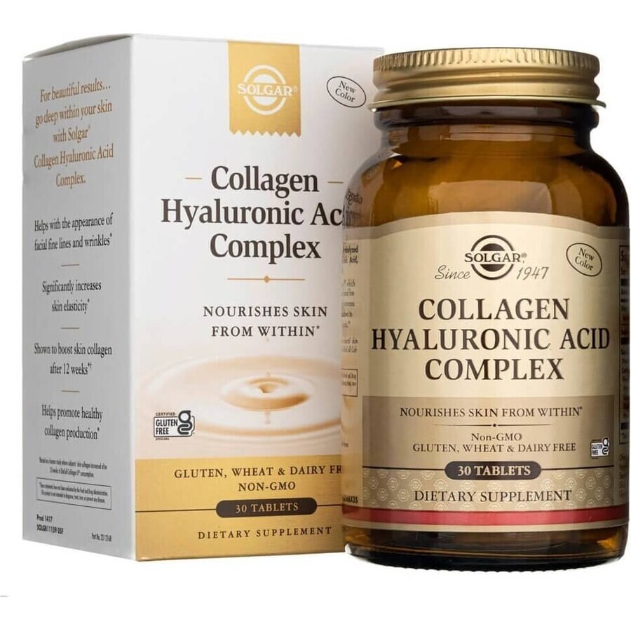 Solgar Colagen Hyaluronic Acid Complex Colagen și acid hialuronic 30 comprimate 1×30 tbl