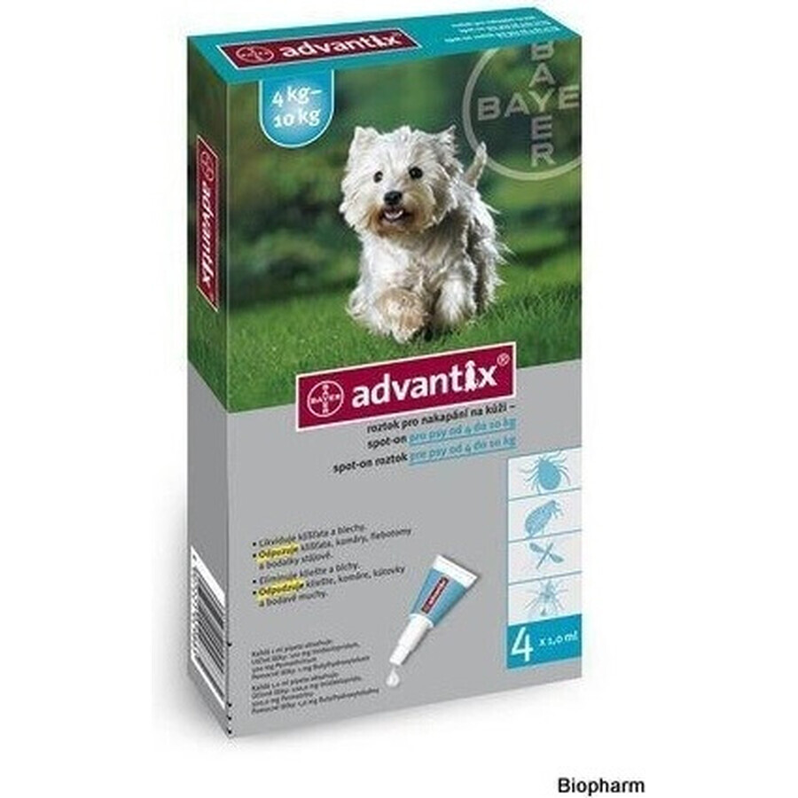 Advantix Spot-on für Hunde von 4 bis 10 kg (4 Pipetten) 4x1 ml