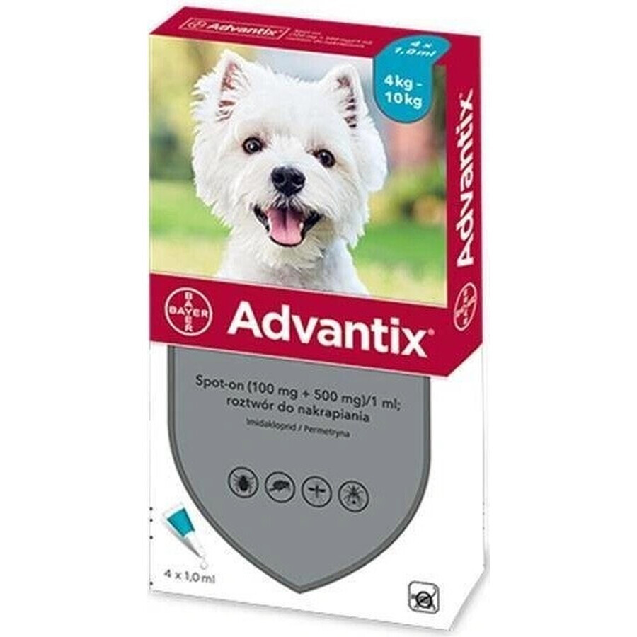 Advantix Spot-on für Hunde von 4 bis 10 kg (4 Pipetten) 4x1 ml