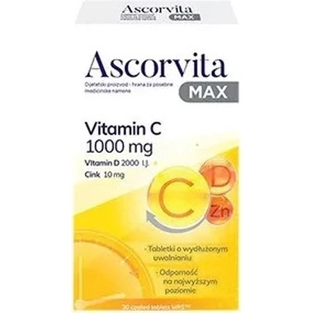 ASCORVITA MAX tbl vitamina C, D și zinc 1x30 buc
