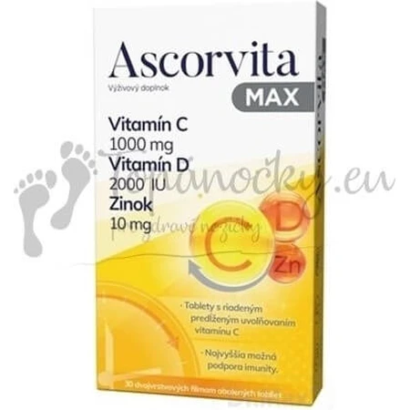 ASCORVITA MAX tbl vitamina C, D și zinc 1x30 buc