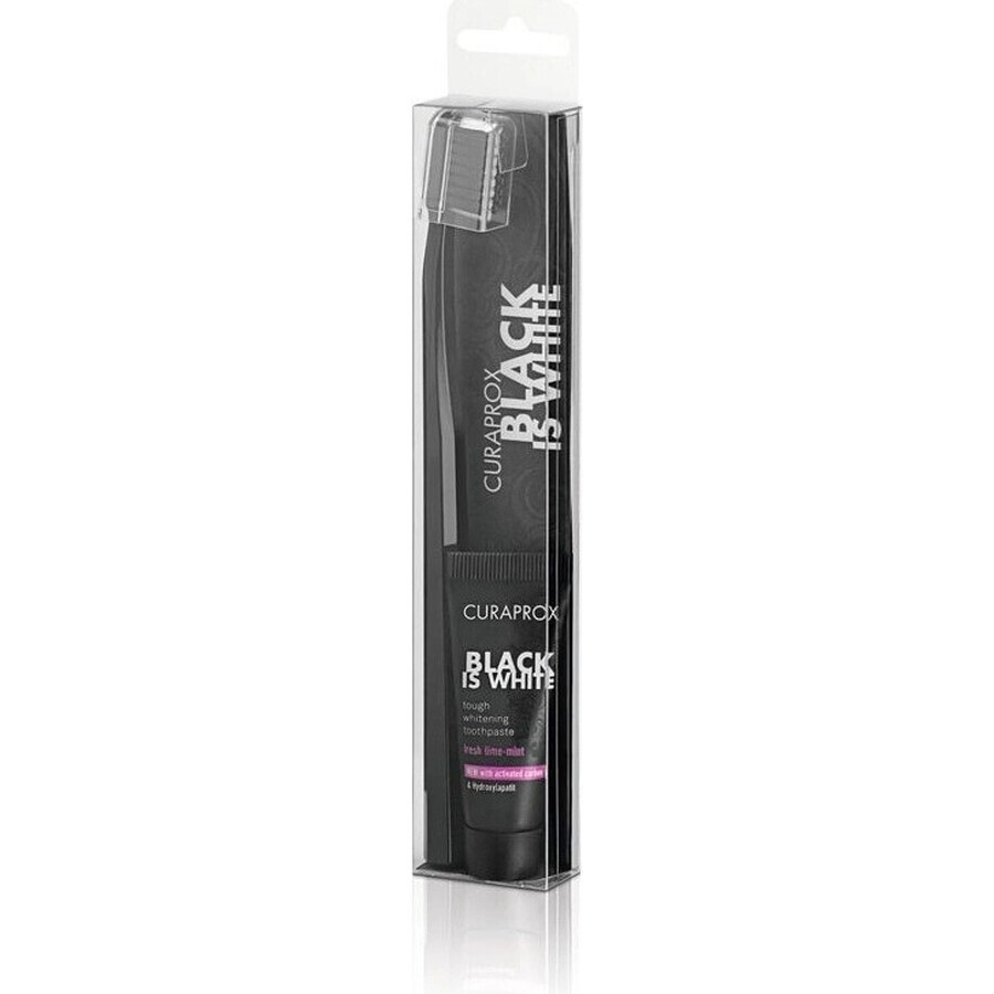 CURAPROX Black is White Light-Pack 1×1 set, pastă de dinți 8 ml + periuță de dinți CS 5460 1 buc