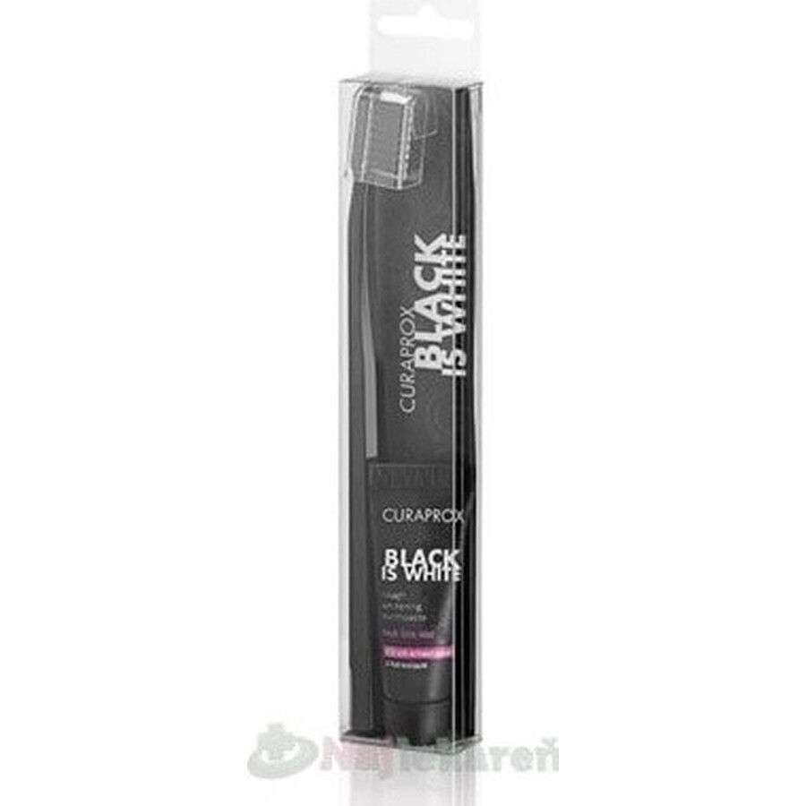 CURAPROX Black is White Light-Pack 1×1 set, pastă de dinți 8 ml + periuță de dinți CS 5460 1 buc