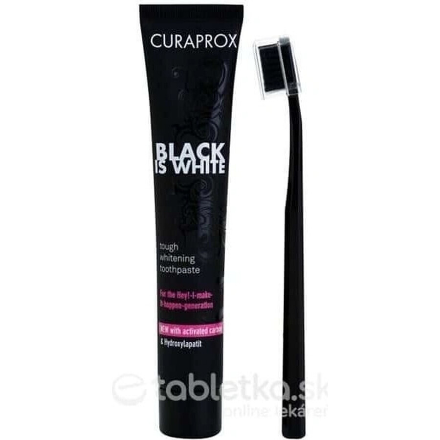 CURAPROX Black is White Light-Pack 1×1 set, pastă de dinți 8 ml + periuță de dinți CS 5460 1 buc