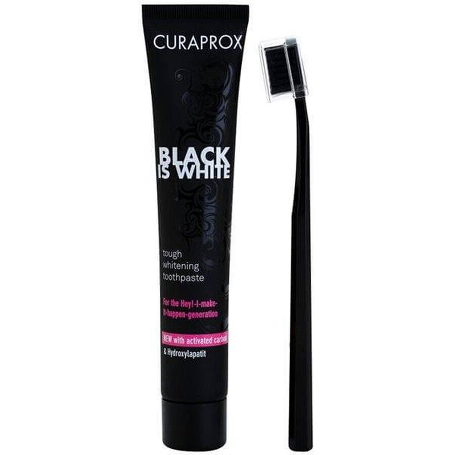 CURAPROX Black is White Light-Pack 1×1 set, pastă de dinți 8 ml + periuță de dinți CS 5460 1 buc