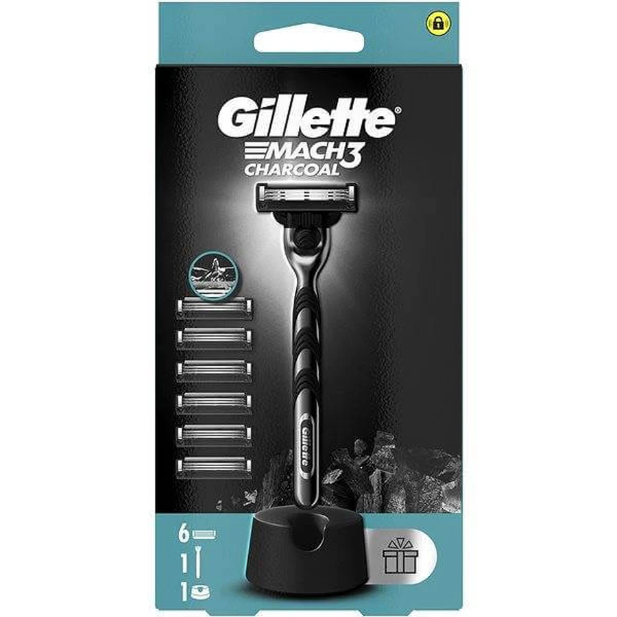 Maszynka do golenia Gillette Mach3 Charcoal + głowice 6szt 1×1, maszynka do golenia: ceny i cechy