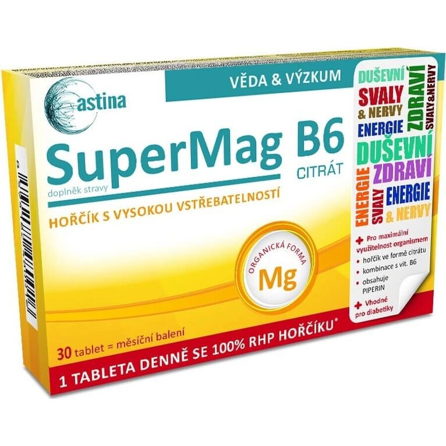 Astina SuperMag B6 CITRATE 1×30 tbl, Nahrungsergänzungsmittel