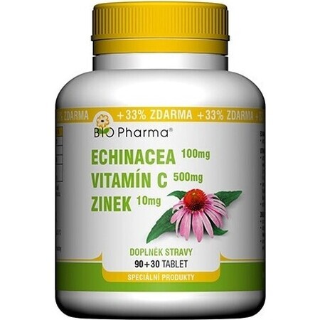 BIO Pharma Echinacea, Vitamina C, Zinc 1×120 tbl, complemento alimenticio