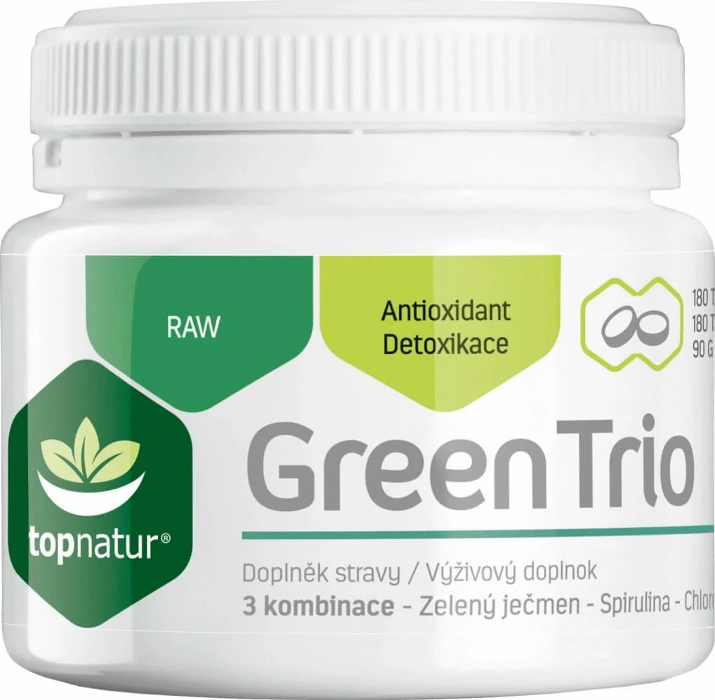 Topnatur Green Trio 180 tbl, Nahrungsergänzungsmittel (Spirulina, Chlorella, grüne Gerste)