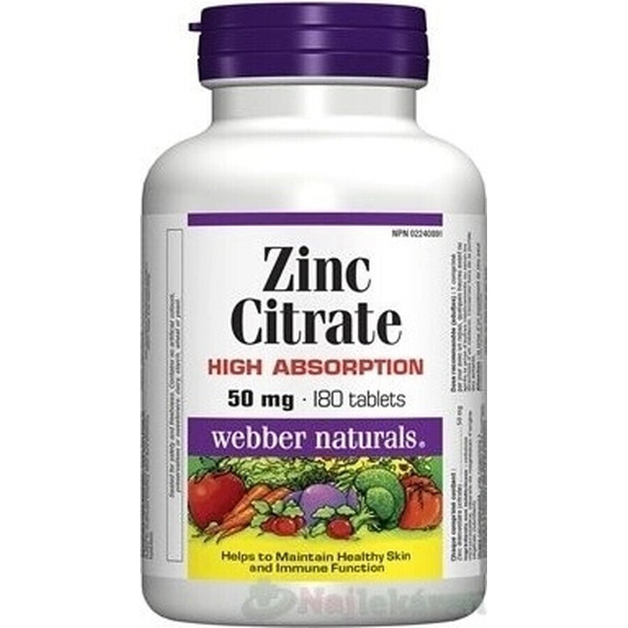 WEBBER NATURALS Zink 50 mg Citrat 1×180 tbl, Nahrungsergänzungsmittel