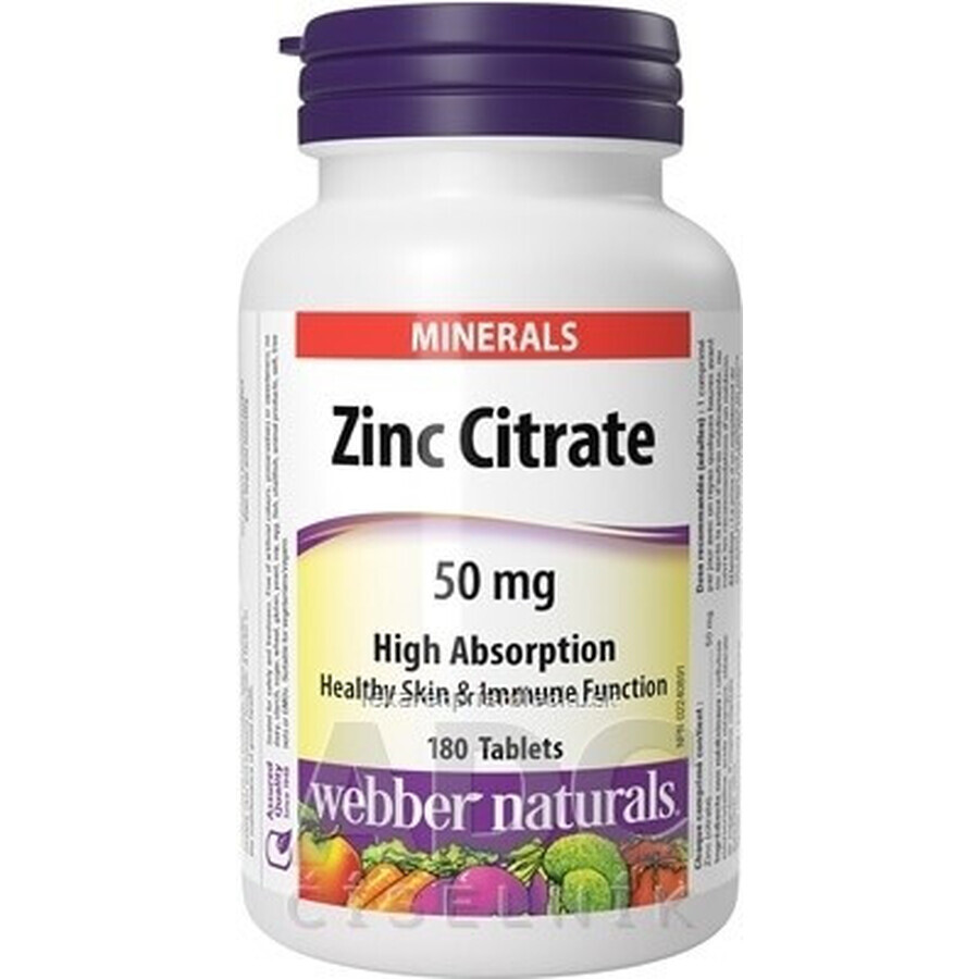 WEBBER NATURALS Zink 50 mg Citrat 1×180 tbl, Nahrungsergänzungsmittel