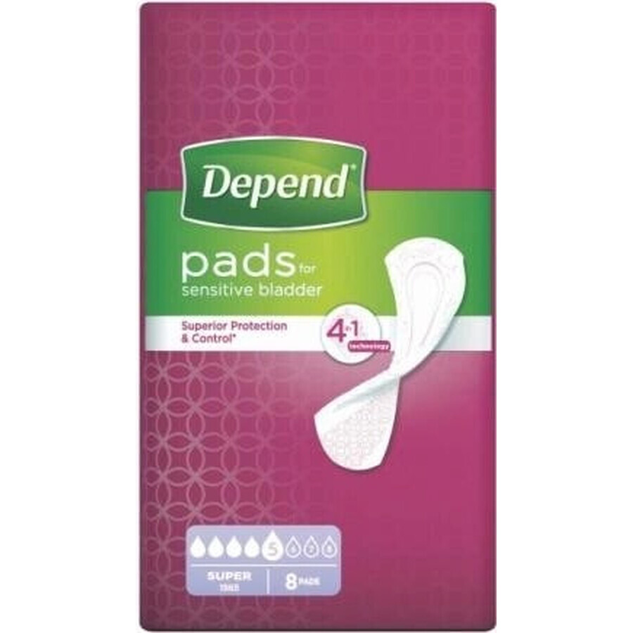 DEPEND SUPER 1×8 stuks, incontinentiemateriaal 11×36 cm