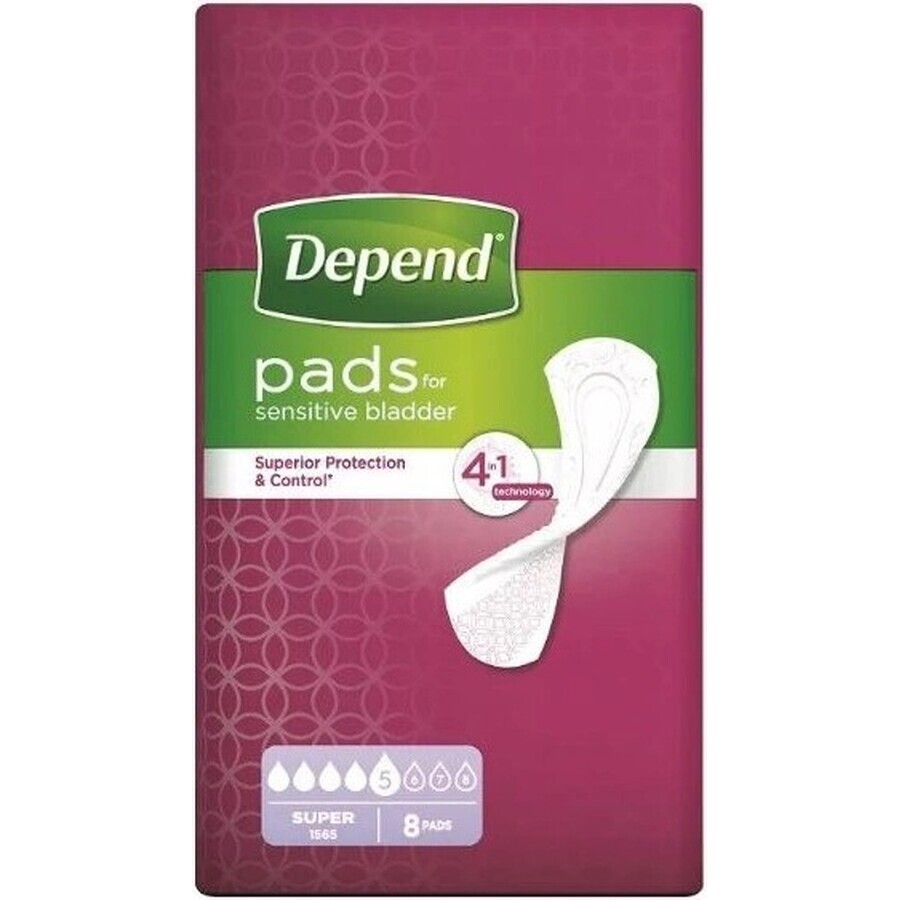 DEPEND SUPER 1×8 stuks, incontinentiemateriaal 11×36 cm