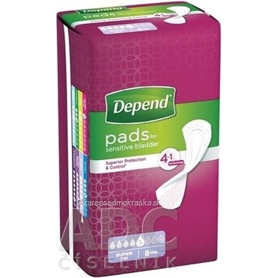 DEPEND SUPER 1×8 stuks, incontinentiemateriaal 11×36 cm