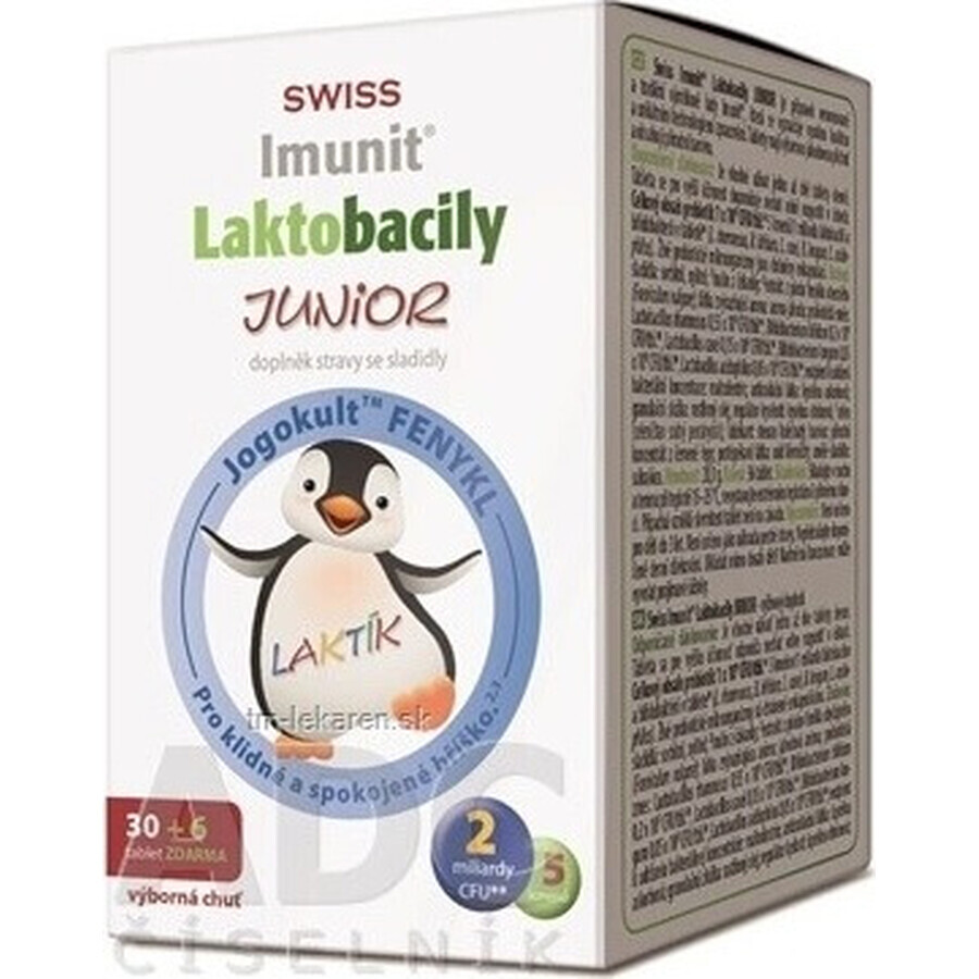 SWISS Lactobacilli JUNIOR Immunit + Vitamin D3 30+6 Tbl. 1×36 Tbl, Vitamine