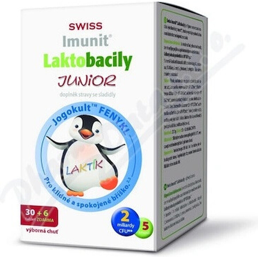 SWISS Lactobacilli JUNIOR Immunit + Vitamin D3 30+6 Tbl. 1×36 Tbl, Vitamine