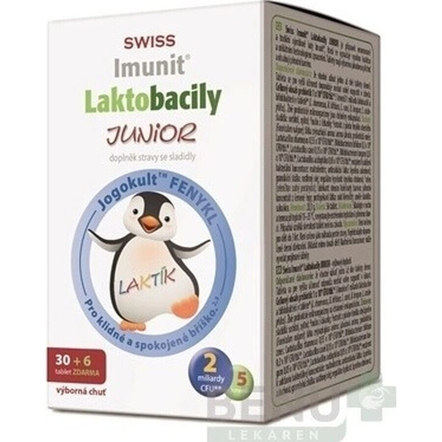 SWISS Lactobacilli JUNIOR Immunit + Vitamin D3 30+6 Tbl. 1×36 Tbl, Vitamine