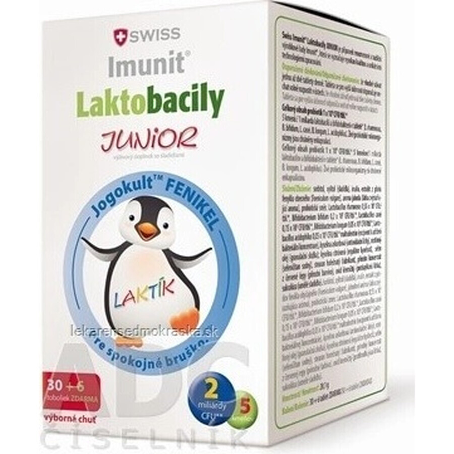 SWISS Lactobacilli JUNIOR Immunit + Vitamin D3 30+6 Tbl. 1×36 Tbl, Vitamine