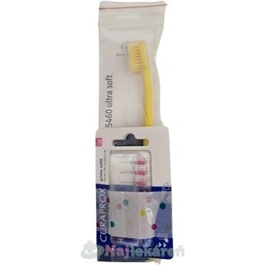 CURAPROX CPS 08 prime refill rosa + CS 5460 1×1 set, cepillos interdentales sin soporte 8 piezas + cepillo de dientes 1 pieza