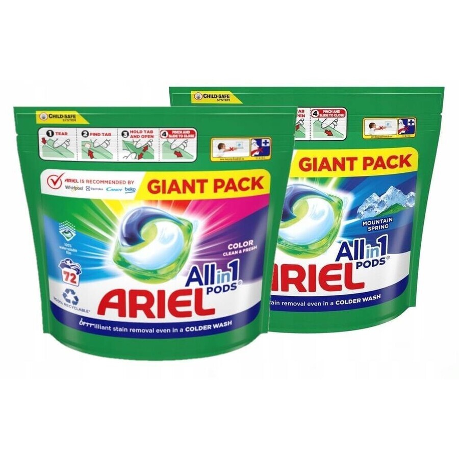 Ariel All-in-1 PODS Kleur, Wasgelcapsules, 72 Wasgelcapsules 1×72, Wasgelcapsules