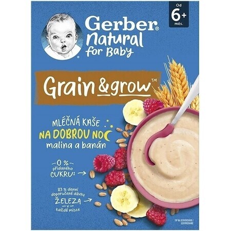 Gerber Natural Milk Porridge Wheat-Oat 1×220 g, raspberry and banana (from 6 months)