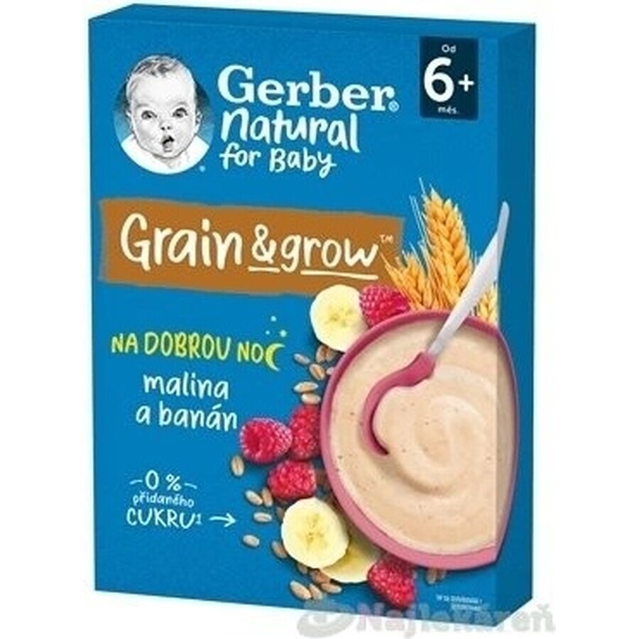 Gerber Natural Milk Porridge Wheat-Oat 1×220 g, raspberry and banana (from 6 months)