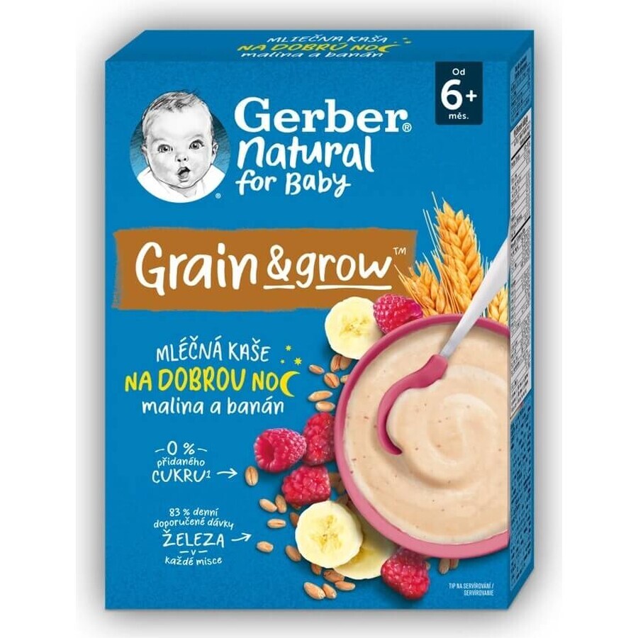 Gerber Natural Milk Porridge Wheat-Oat 1×220 g, raspberry and banana (from 6 months)