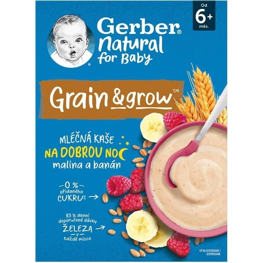 Gerber Natural Milk Porridge Wheat-Oat 1×220 g, raspberry and banana (from 6 months)