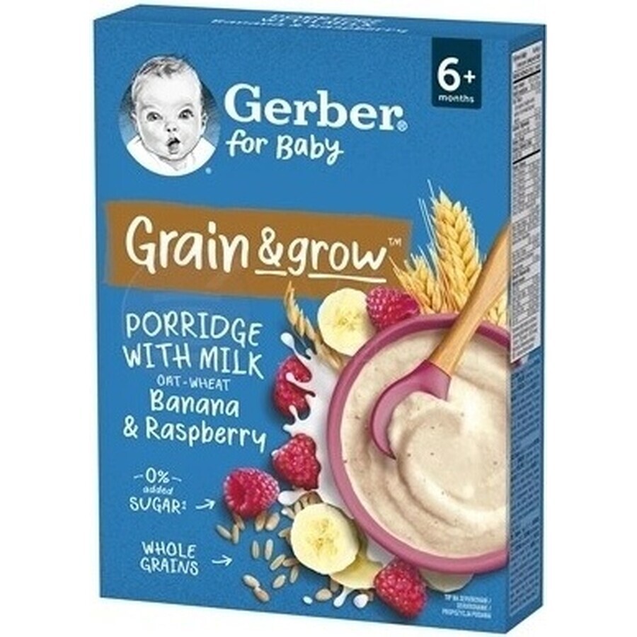 Gerber Natural Milk Porridge Wheat-Oat 1×220 g, raspberry and banana (from 6 months)