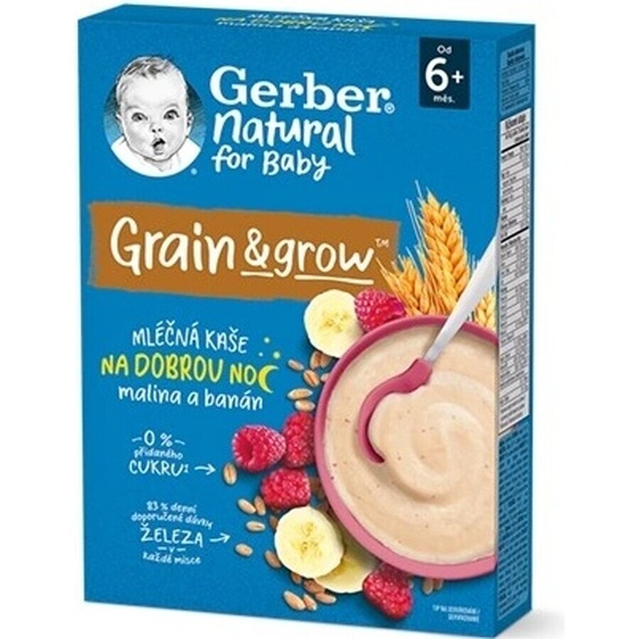 Gerber Natural Milk Porridge Wheat-Oat 1×220 g, raspberry and banana (from 6 months)