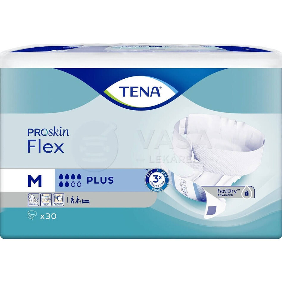 TENA Flex Plus M 1×30 Stück, Inkontinenzslips mit Schnellverschlussbund