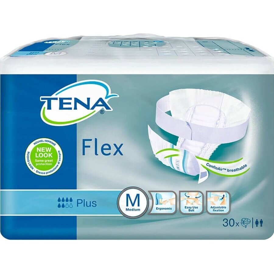 TENA Flex Plus M 1×30 Stück, Inkontinenzslips mit Schnellverschlussbund