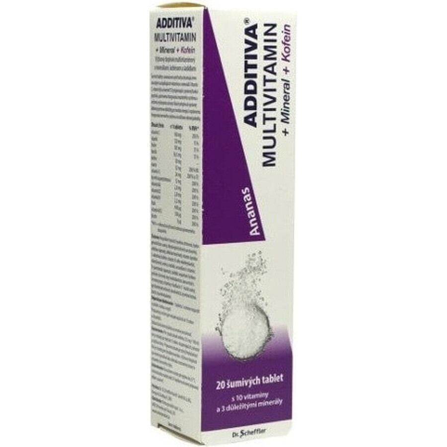 ADDITIVO MULTIVITAMINA + Minerale, Caffeina, Ananas 1×20 tbl, compresse effervescenti