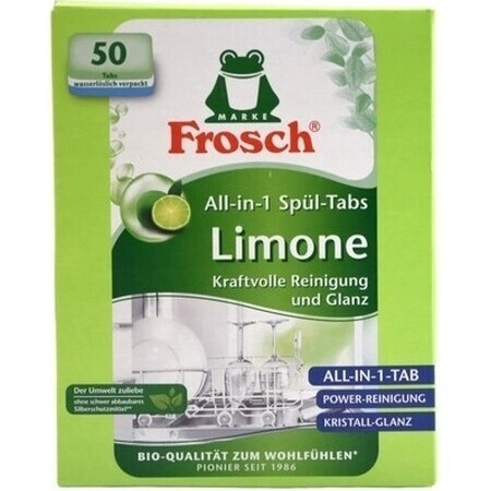 Frosch ECO Tablettes pour lave-vaisselle tout en 1 Lemon 1×50 pcs, tablettes pour lave-vaisselle