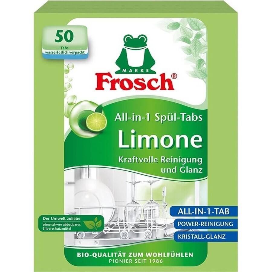 Frosch ECO Tablettes pour lave-vaisselle tout en 1 Lemon 1×50 pcs, tablettes pour lave-vaisselle