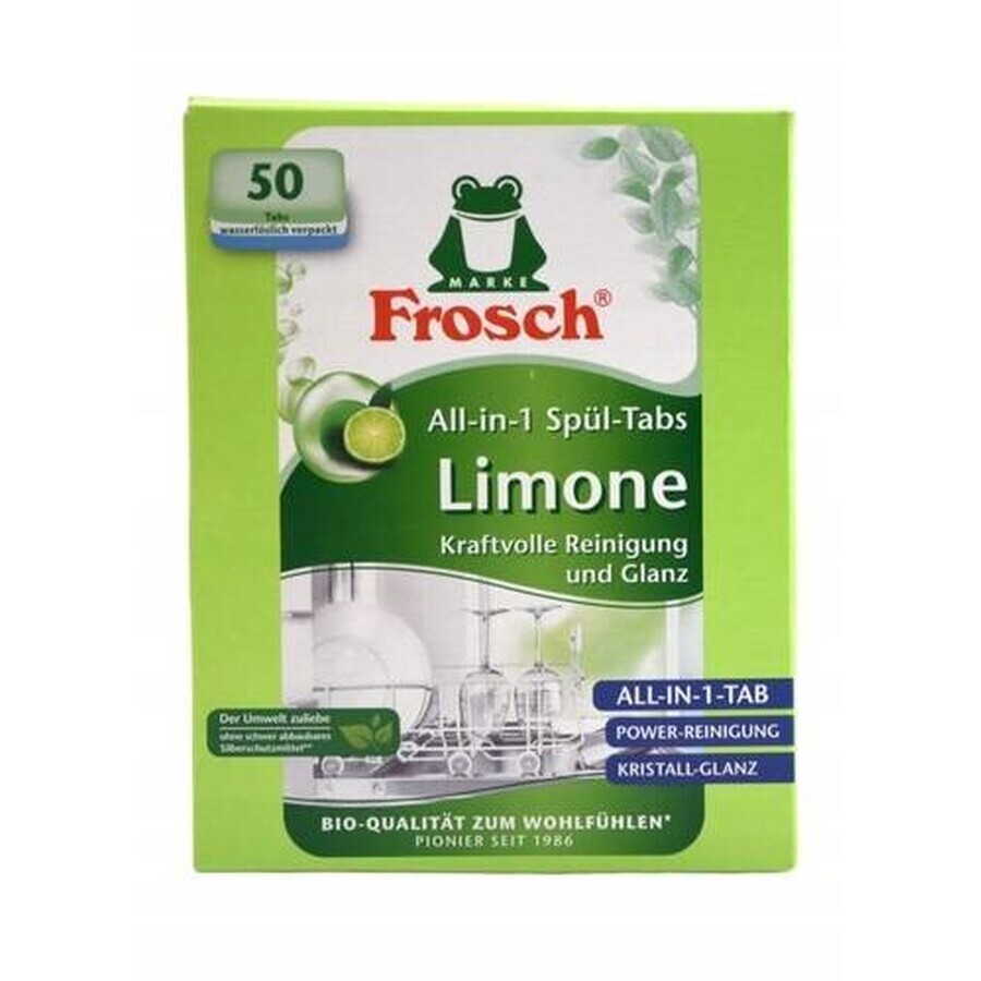 Frosch ECO Tablettes pour lave-vaisselle tout en 1 Lemon 1×50 pcs, tablettes pour lave-vaisselle